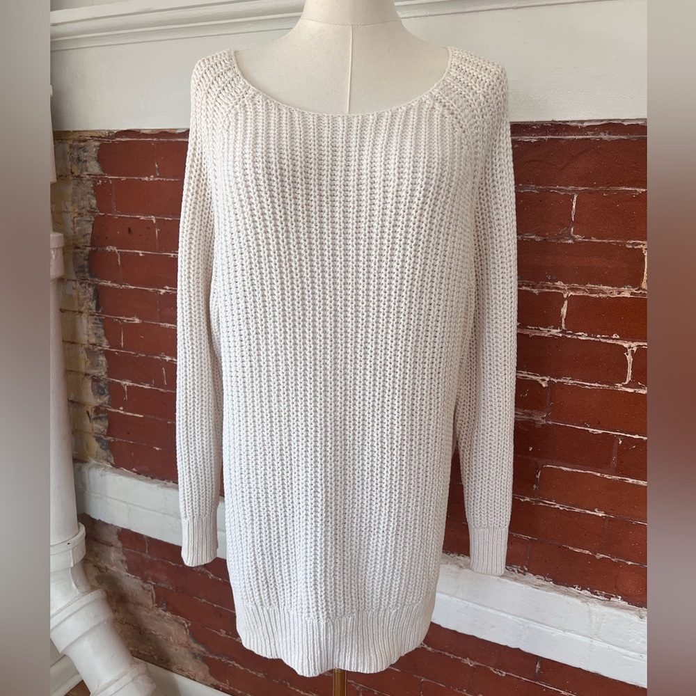 Aritzia Wilfred  Randonnai Linen Blend Sweater in Ivory  Chunky Knit Size Medium